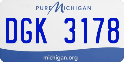 MI license plate DGK3178