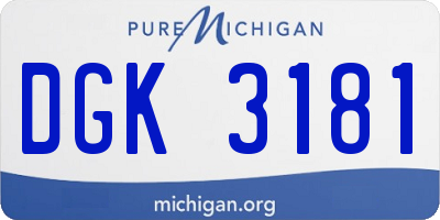 MI license plate DGK3181