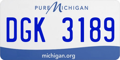 MI license plate DGK3189