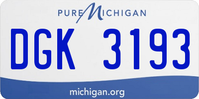 MI license plate DGK3193