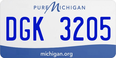 MI license plate DGK3205