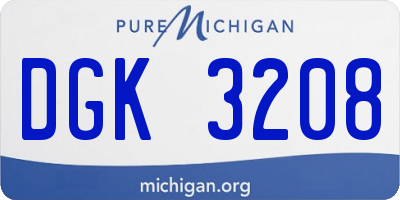 MI license plate DGK3208