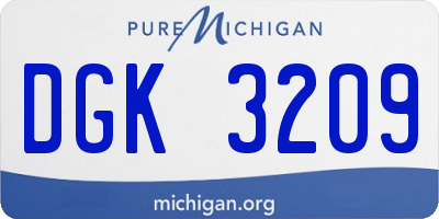 MI license plate DGK3209