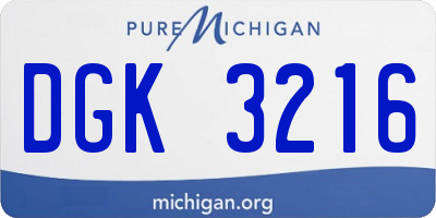 MI license plate DGK3216
