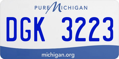 MI license plate DGK3223