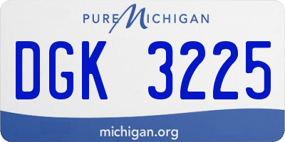 MI license plate DGK3225