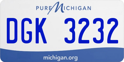 MI license plate DGK3232