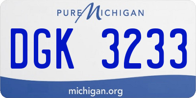 MI license plate DGK3233