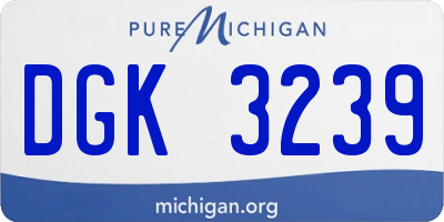 MI license plate DGK3239