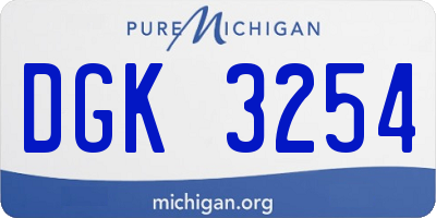 MI license plate DGK3254