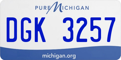 MI license plate DGK3257