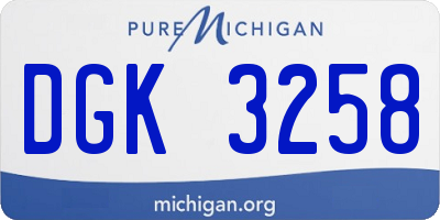 MI license plate DGK3258