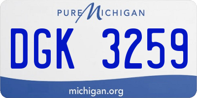 MI license plate DGK3259