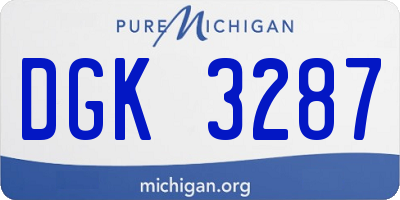 MI license plate DGK3287