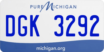 MI license plate DGK3292