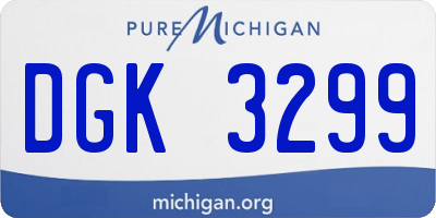 MI license plate DGK3299