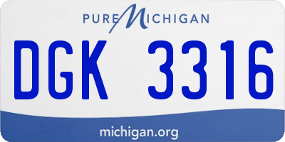 MI license plate DGK3316