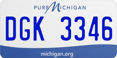 MI license plate DGK3346