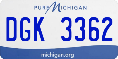 MI license plate DGK3362