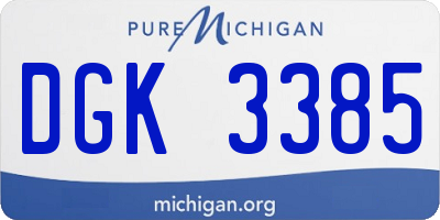 MI license plate DGK3385