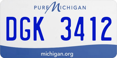 MI license plate DGK3412