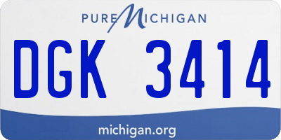 MI license plate DGK3414