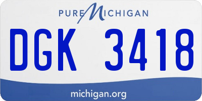 MI license plate DGK3418