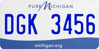 MI license plate DGK3456