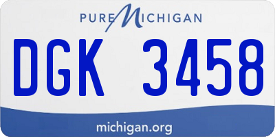 MI license plate DGK3458