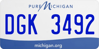 MI license plate DGK3492