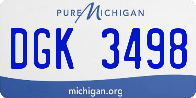 MI license plate DGK3498