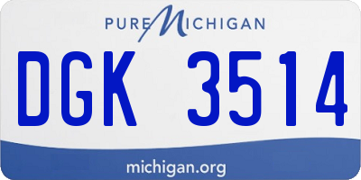 MI license plate DGK3514