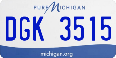 MI license plate DGK3515