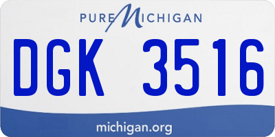 MI license plate DGK3516