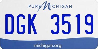 MI license plate DGK3519