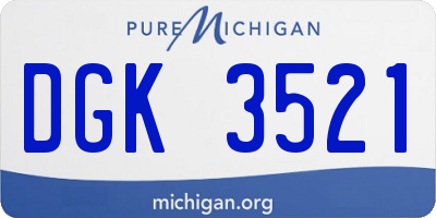 MI license plate DGK3521