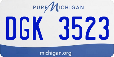 MI license plate DGK3523
