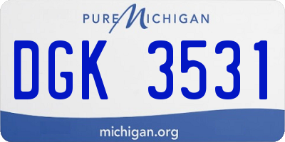 MI license plate DGK3531