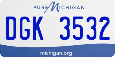 MI license plate DGK3532