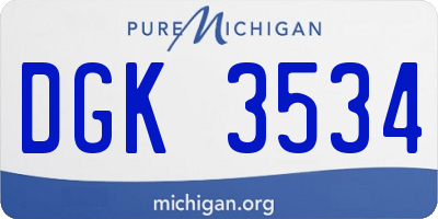 MI license plate DGK3534