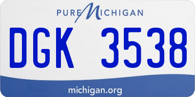 MI license plate DGK3538