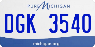 MI license plate DGK3540