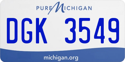 MI license plate DGK3549