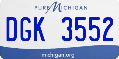 MI license plate DGK3552