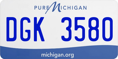 MI license plate DGK3580