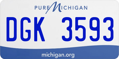 MI license plate DGK3593