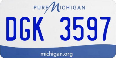 MI license plate DGK3597