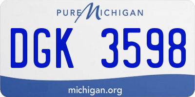 MI license plate DGK3598