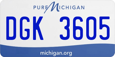 MI license plate DGK3605