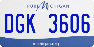 MI license plate DGK3606